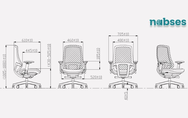 kích thước ghế công thái học
